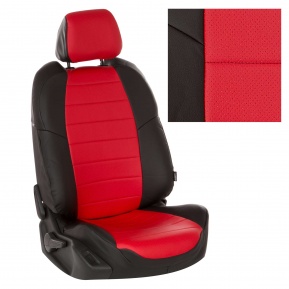 Оригинальные чехлы Автопилот из экокожи на сиденья Hyundai Solaris 1 (2010-2017), чёрные + красный