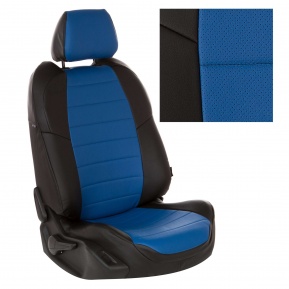 Оригинальные чехлы Автопилот из экокожи на сиденья Nissan X-Trail Т32 (2013-наст.время), чёрные + синий