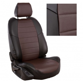 Оригинальные чехлы Автопилот из экокожи на сиденья Nissan Terrano 3 (2014-наст.время), чёрные + шоколад