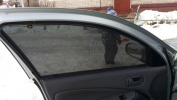 Автошторки Трокот на передние двери с вырезами под курение с 2х сторон для Nissan Almera N16 (2000-2006)