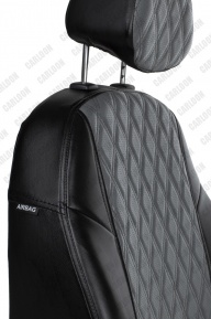 Чехлы из Экокожи Двойной Ромб для Nissan X-Trail T31 (2007-2014), чёрные с серым